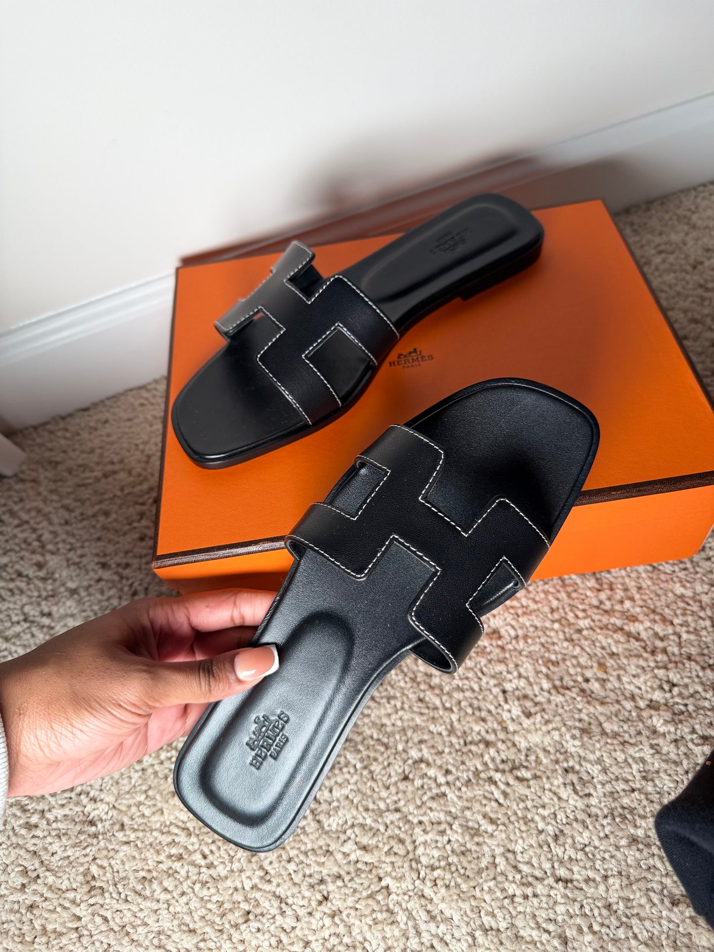 Black H*rmes Sandals